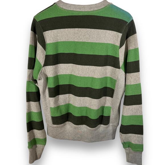 Champion Reverse Weave Stripe Sweatshirt Gray Green 2017 Small - Picture 4 of 10